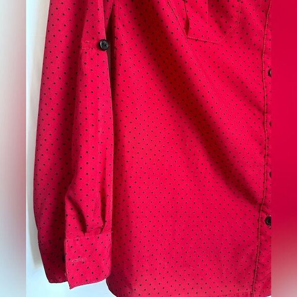 Notations Petite Polka Dot Button-up Blouse- Red/Black Size Petite Small - Picture 5 of 6